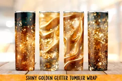 Shiny Golden glitter tumbler wraps Sublimation. 20 oz. Product Image 1
