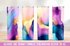 Alcohol ink Tumbler Design Sublimation. 20 oz, PNG. Product Image 1