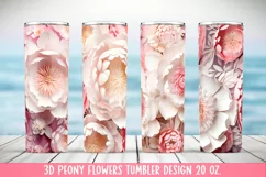 3d Peony flowers Tumbler Design 20 oz. PNG. Product Image 1