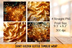 Shiny Golden glitter tumbler wraps Sublimation. 20 oz. Product Image 2