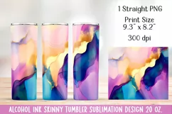 Alcohol ink Tumbler Design Sublimation. 20 oz, PNG. Product Image 5