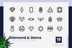 Diamond and Gems Outline Icons Product Image 1