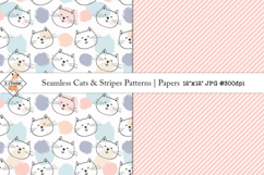 Seamless Cats &amp; Stripes Patterns | Digital Papers Product Image 1