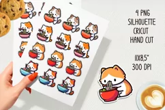 Kawaii cat eating ramen stickers. JPG, PNG. Product Image 2