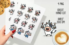 Happy cow celebrates birthday cricut stickers. PNG, JPG. Product Image 2