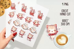 Chibi kittens in love printable stickers. JPG, PNG. Product Image 2