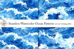 Seamless Ocean Watercolor Digital Papers #2 | Patterns Product Image 1