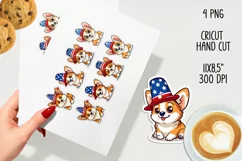 Patriotic corgi dog printable stickers. Cricut PNG. Product Image 2