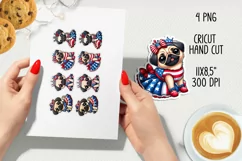 USA Patriotic pug printable stickers. Cricut PNG. Product Image 2