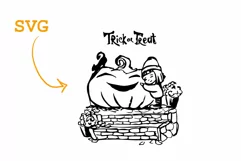 Helloween card PNG| little girl hugging a smiling pumpkin Product Image 2