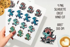 Cute dragon on skateboard stickers. PNG, JPG. Product Image 2