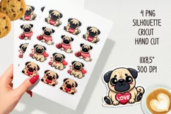 Pug with a heart printable stickers. PNG, JPG. Product Image 2