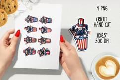 USA Patriotic pug printable stickers. Cricut PNG. Product Image 2