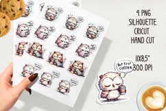 But first coffee owl stickers, JPG, PNG. Product Image 2