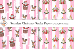 Seamless Pink Stroke Christmas Pattern Digital Papers Product Image 1