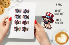 USA Patriotic pug printable stickers. Cricut PNG. Product Image 2