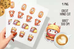 Chibi cat in food costume printable stickers. JPG, Product Image 2