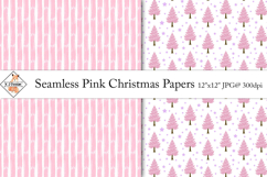 Seamless Pink Christmas Pattern Digital Papers Product Image 1