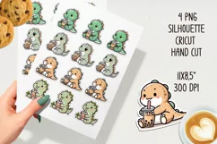 Dino and bubble tea stickers. PNG, JPG. Product Image 2