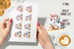 Unicorn building a sand castle stickers. PNG, JPG. Product Image 2