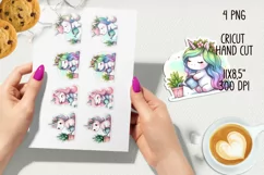Unicorn with plants printable stickers. PNG, JPG. Product Image 2
