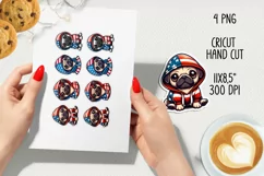 USA Patriotic pug printable stickers. Cricut PNG. Product Image 2