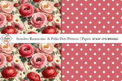 Seamless Ranunculus &amp; Polka Dot Patterns | Digital Papers Product Image 1