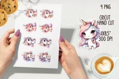 Unicorn with cupcake printable stickers. PNG, JPG. Product Image 2