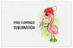 Merry xmas Pink Flamingo Sublimation, PNG. Product Image 1
