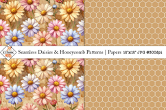 Seamless daisy and honeycomb patterns Product Image 1