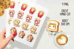Chibi cat in food costume printable stickers. JPG, Product Image 2