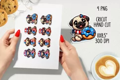 USA Patriotic pug printable stickers. Cricut PNG. Product Image 2