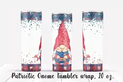 Patriotic Gnome Tumbler design. Sublimation PNG, 20 oz. Product Image 1