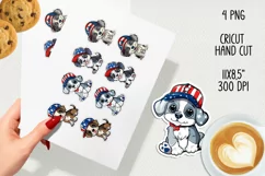 Patriotic dog printable stickers. Cricut PNG. Product Image 2