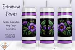 Embroidered Flowers Tumbler Sublimation Wrap Product Image 1