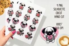 Pug with a donut printable stickers. PNG, JPG. Product Image 2