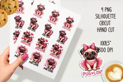 Pug love printable stickers. PNG, JPG. Product Image 2