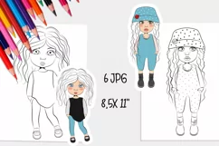 Little dolls colouring pages for girls JPG. Product Image 2