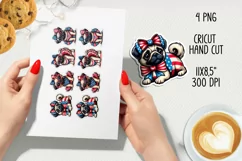 USA Patriotic pug printable stickers. Cricut PNG. Product Image 2