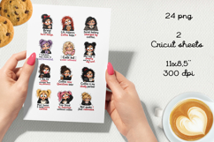 Funny Big-Eyed Coffee Girl Stickers BUNDLE PNG Product Image 2