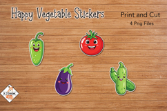 Happy Vegetable Stickers | Print and Cut Product Image 1