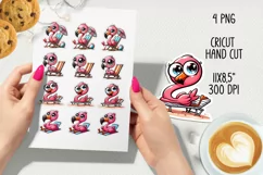 Funny flamingo summer printable stickers. PNG. Product Image 2