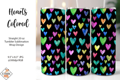 Hearts Colored #2 Sublimation Tumbler Wrap Design Product Image 1