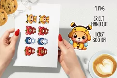 Cute pets in funny hoods printable stickers|Kawaii animals. Product Image 2