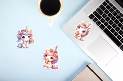 Unicorn with cupcake printable stickers. PNG, JPG. Product Image 3