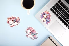 Unicorn jumping printable stickers. PNG, JPG. Product Image 3