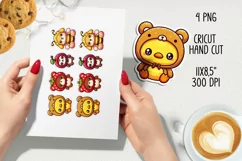 Cute pets in funny hoods printable stickers|Kawaii animals. Product Image 2