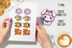 Cute pets in funny hoods printable stickers|Kawaii animals. Product Image 2
