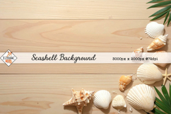 Seashells On Wood Background Product Image 1