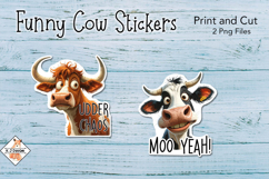 Funny Cow Stickers | Print and Cut Product Image 1